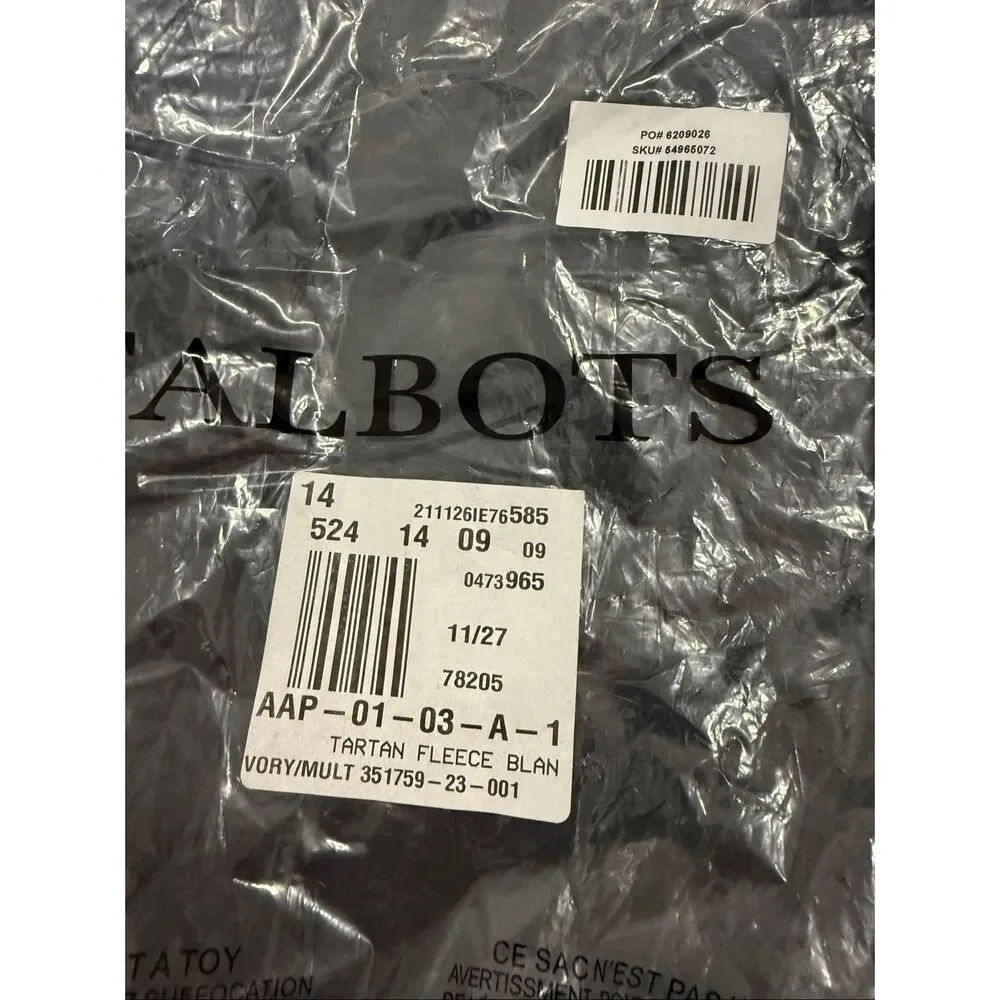 New  Talbots tartan fleece blanket in original wrapping. Beautiful holiday gift